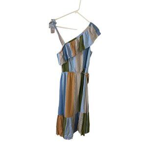 LC Lauren Conrad Women's Color Block One Shoulder Multi Maxi Dress - Medium